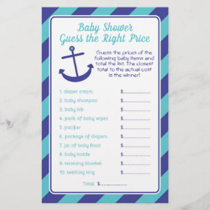 Nautisch Baby shower-prijsspel blauw Flyer