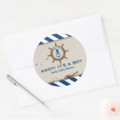 Nautisch Baby shower Ronde Sticker (Envelop)