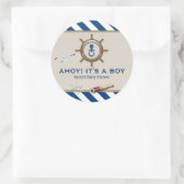 Nautisch Baby shower Ronde Sticker (Tas)
