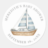 Nautisch Baby shower Ronde Sticker (Voorkant)