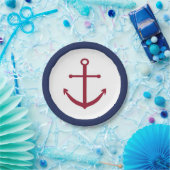 Nautisch Baby shower rood ankerpapier Bord (Feest)