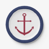 Nautisch Baby shower rood ankerpapier Bord (Voorkant)