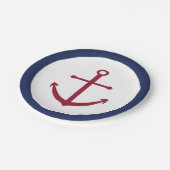 Nautisch Baby shower rood ankerpapier Bord (Gekanteld)