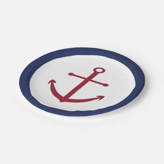 Nautisch Baby shower rood ankerpapier Bord (Gekanteld)