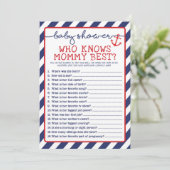 Nautisch Baby shower spel die mama het beste kent Kaart (Staand voorkant)