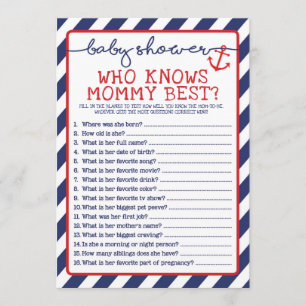 Nautisch Baby shower spel die mama het beste kent Kaart