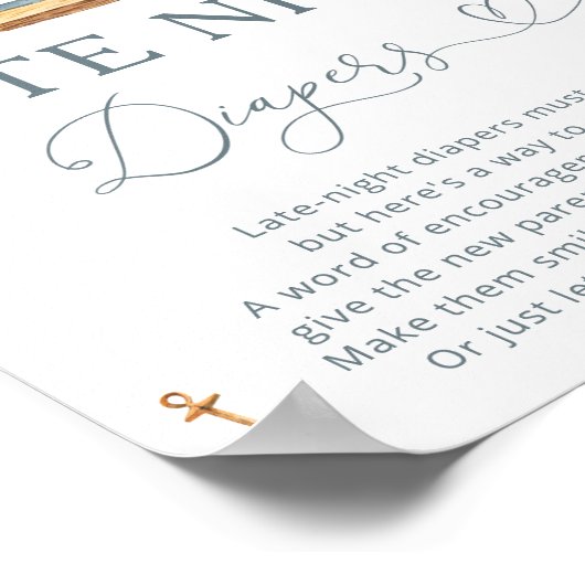 Nautisch Baby shower Spel Late Night Luiers Poster (Hoek)