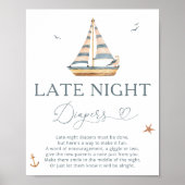 Nautisch Baby shower Spel Late Night Luiers Poster (Voorkant)