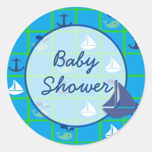 Nautisch Baby shower sticker (Voorkant)