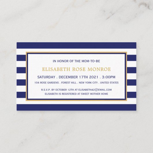 Nautisch Baby shower Ticket Informatiekaartje (Achterkant)