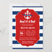 Nautisch Baby shower Uitnodiging, Ahoy het is een Kaart (Voorkant)