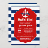 Nautisch Baby shower Uitnodiging, Ahoy het is een Kaart (Voorkant / Achterkant)
