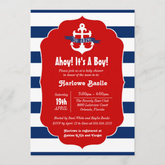 Nautisch Baby shower Uitnodiging, Ahoy het is een  Kaart