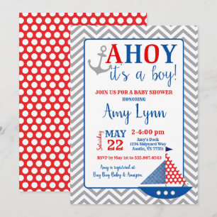 Nautisch Baby shower Uitnodiging Ahoy is een jonge