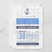 Nautisch Baby shower Uitnodiging, Boy Blue Kaart (Voorkant)