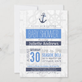 Nautisch Baby shower Uitnodiging, Boy Blue Kaart
