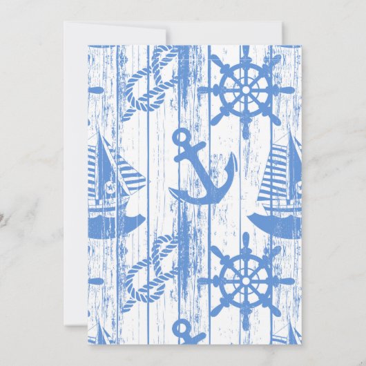 Nautisch Baby shower Uitnodiging, Boy Blue Kaart (Achterkant)