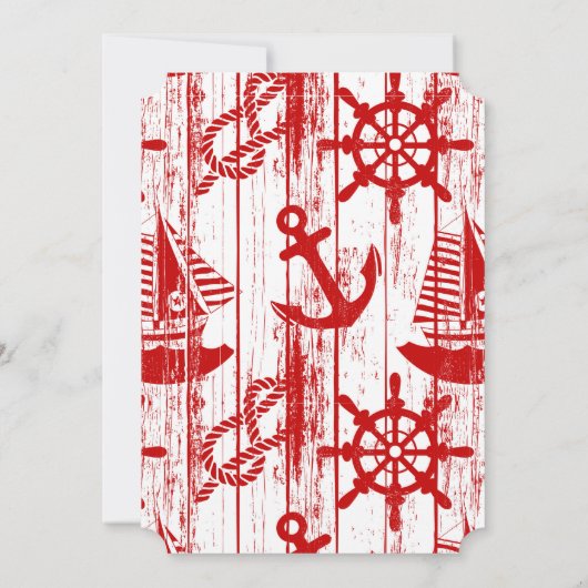 Nautisch Baby shower Uitnodiging, Boy Blue Red Aho Kaart (Achterkant)