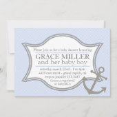 Nautisch Baby shower Uitnodiging lichtblauw & grij (Voorkant)