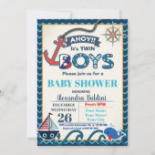 Nautisch Baby shower Uitnodiging Twins (Voorkant)