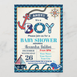 Nautisch Baby shower Uitnodiging voor een jongen