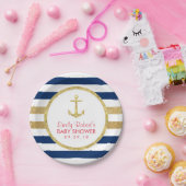 Nautisch Baby shower van de goudankerschaar Papieren Bordje (Feest)