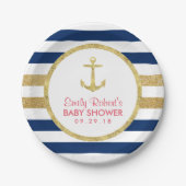 Nautisch Baby shower van de goudankerschaar Papieren Bordje (Voorkant)