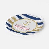Nautisch Baby shower van de goudankerschaar Papieren Bordje (Gekanteld)