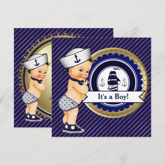 nautisch Baby shower van de marine Kaart (Voorkant / Achterkant)