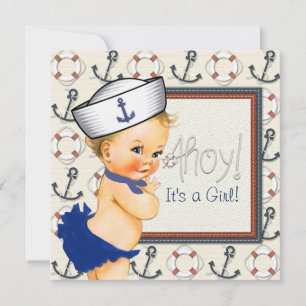 Nautisch Baby shower van Little Sailor Girl Kaart