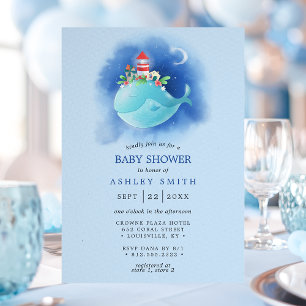 nautisch Baby shower voor de blauwe vinvis Kaart
