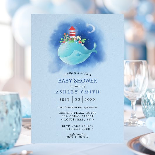 nautisch Baby shower voor de blauwe vinvis Kaart
