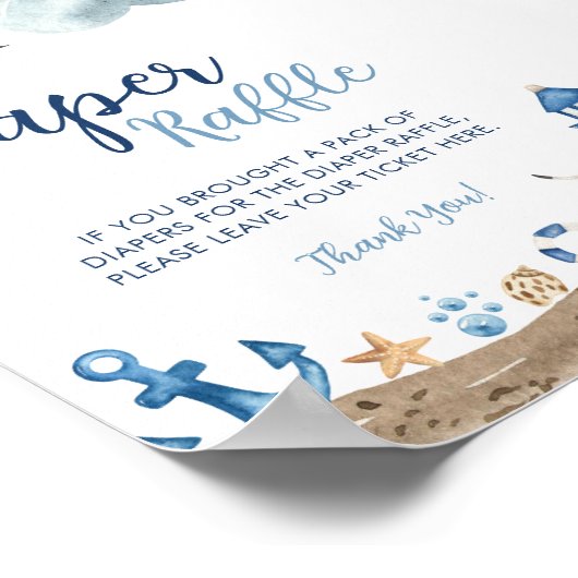 Nautisch Baby shower voor luierspoelen Poster (Hoek)