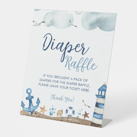 Nautisch Baby shower voor luierspoelen Reclamebord Met Voetstuk (Voorkant)