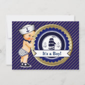 Nautisch Baby shower voor Navy en Gold Kaart (Voorkant)