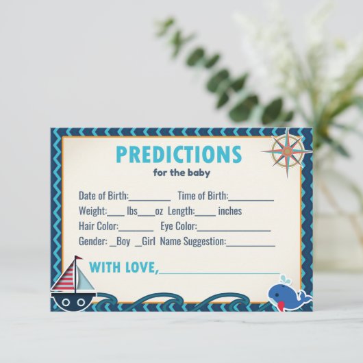 Nautisch Baby shower Voorspellingen voor de Baby Kaart (Staand voorkant)