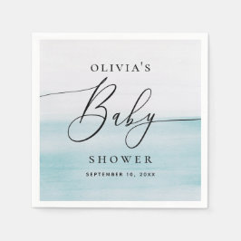 nautisch Baby shower | Waterverf blauwe kust Servet