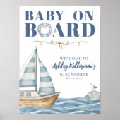 Nautisch Baby shower Welkomstbord Poster (Voorkant)