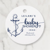 Nautisch Baby shower wit anker Bedankjes Labels (Voorkant)