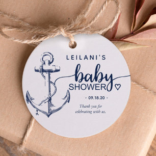 Nautisch Baby shower wit anker Bedankjes Labels