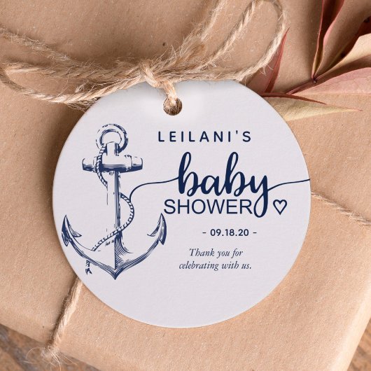 Nautisch Baby shower wit anker Bedankjes Labels