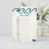 Nautisch Baby shower Word Scramble spel Kaart (Staand voorkant)