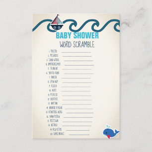Nautisch Baby shower Word Scramble spel Kaart