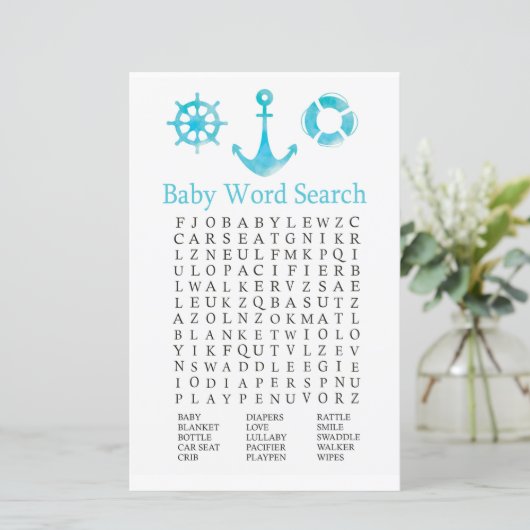 Nautisch Baby shower Word-zoekspel (Staand voorkant)