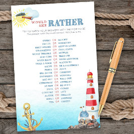 Nautisch Baby shower zou ze liever een spelletje s