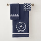 Nautisch bad aangepaste naam kapitein Sailboat Bat Bad Handdoek (Insitu)