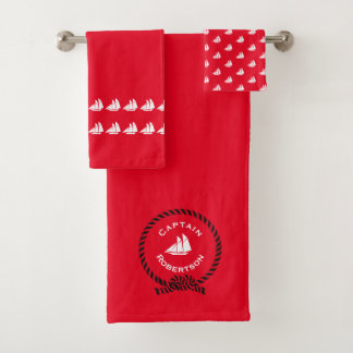 Nautisch bad aangepaste naam kapitein Sailboat Bat Handdoek