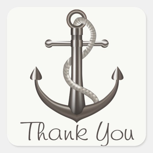 Nautisch Bedankt Scheepsanker Strand Bruiloft Vierkante Sticker (Voorkant)