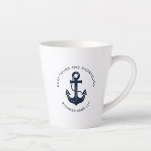 Nautisch Bedrijfsleven Navy Blauwe Anker Aangepast Latte Mok