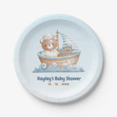 Nautisch Beer Boy Baby shower Papier Borden Papieren Bordje (Voorkant)